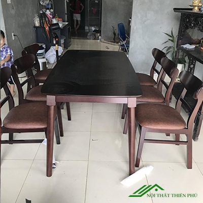 Bàn ăn mango nâu 6 ghế - BA 15