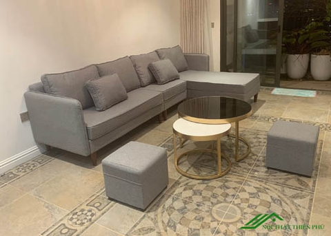 Bàn trà đôi tròn mặt đá, mặt kính chân sắt đẹp - BT 17