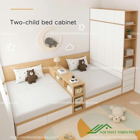 Giường đôi cho bé kèm tủ quần áo - GN 24