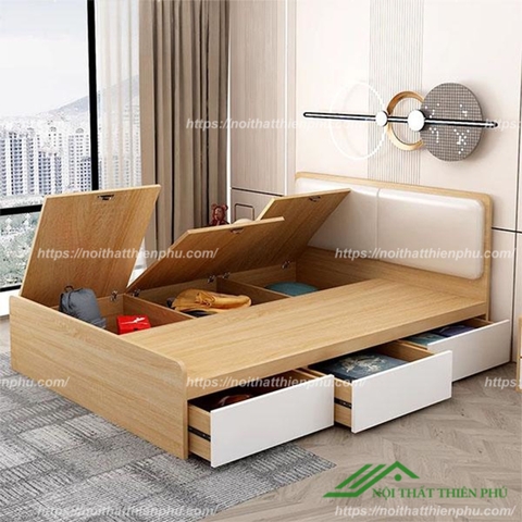 Giường 1m2 bọc đệm 3 ngăn kéo - GN 09