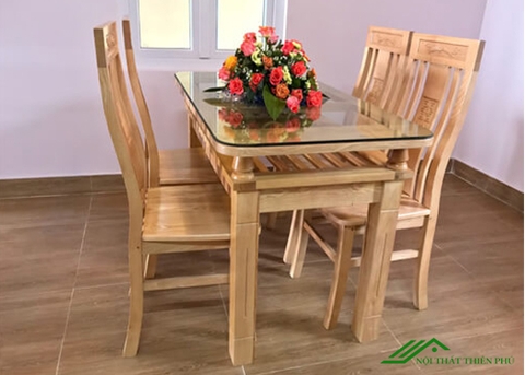 Bàn ăn 4 ghế gỗ sồi nga - BA 01