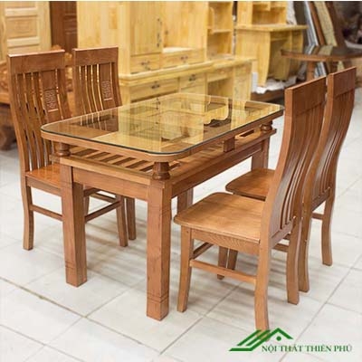 Bàn ăn 4 ghế gỗ sồi nga - BA 02