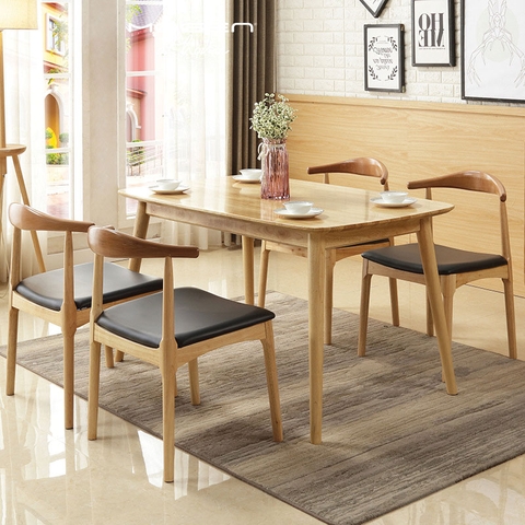 Bộ bàn ăn 4 ghế Bull màu gỗ sồi tự nhiên - BA 56