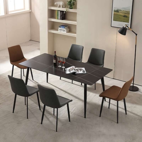 Bàn ăn gia đình chân sắt mặt đá - BA 86