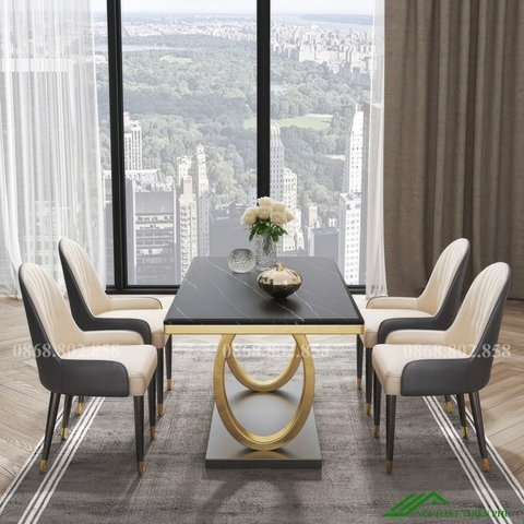 Bộ bàn ăn đá cẩm thạch cao cấp - BA 87