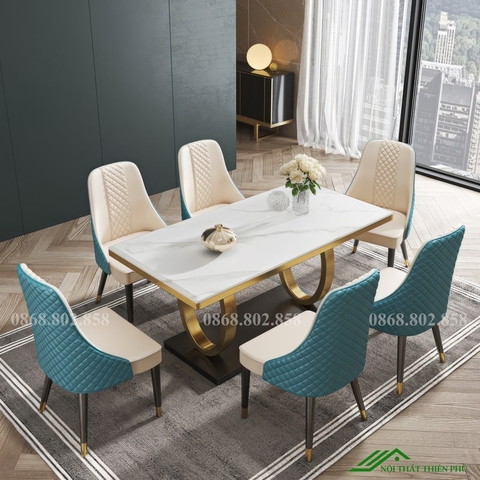 Bộ bàn ăn đá cẩm thạch cao cấp - BA 87