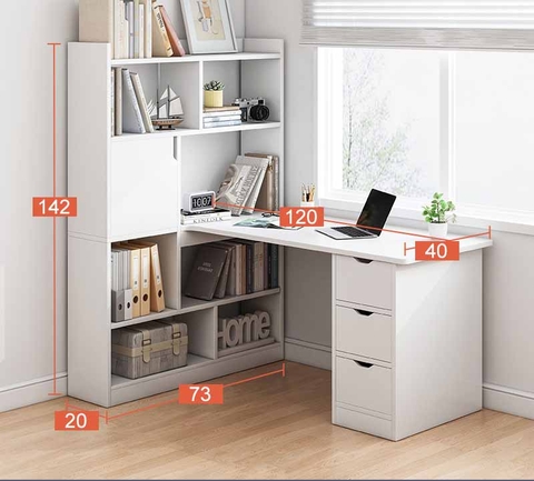 Bàn Làm Việc Kèm Kệ Sách - HS 12