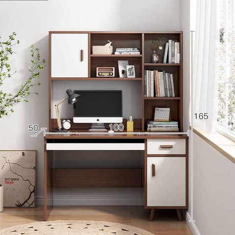 Bàn Làm Việc Tại Nhà Kèm Giá Sách - HS 09