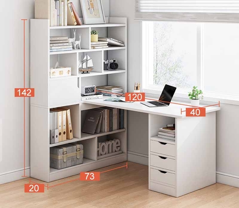 Bàn Làm Việc Kèm Kệ Sách - HS 12