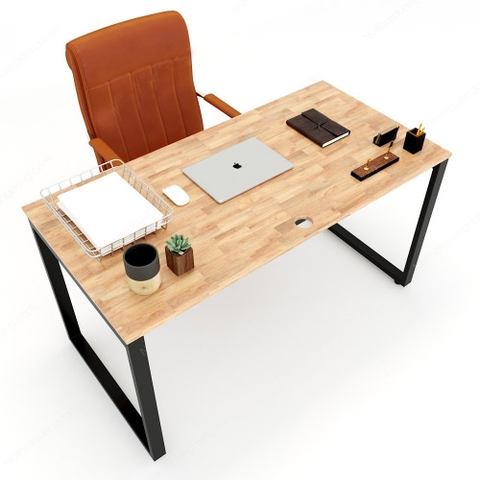 Bàn chân sắt chữ U gỗ cao su 1m2x60 - CS 22