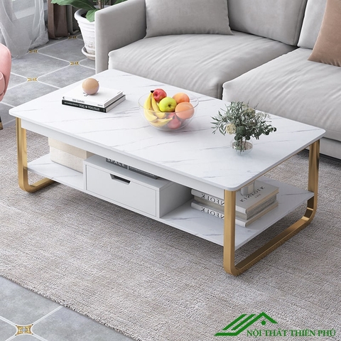 Bàn trà, Bàn sofa chữ nhật mặt đá 2 tầng - BT 78