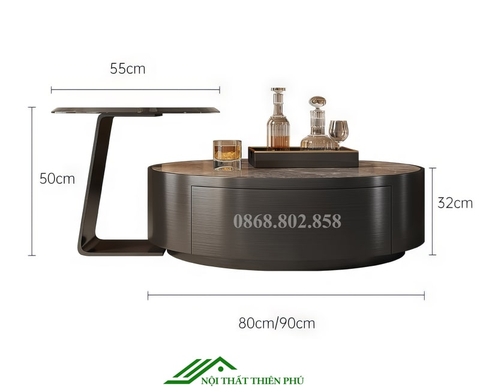 Bàn sofa thép không gỉ kết hợp mặt kính - BT 100