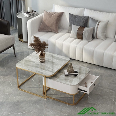 Bàn trà đôi hình vuông có ngăn kéo - BT 85