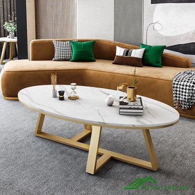 Bàn trà sofa mặt đá hình elip giá rẻ - BT 64