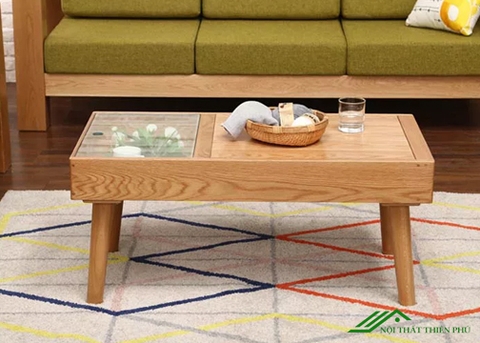Bàn trà gỗ sồi dáng cao phong cách Bắc âu - BT 44
