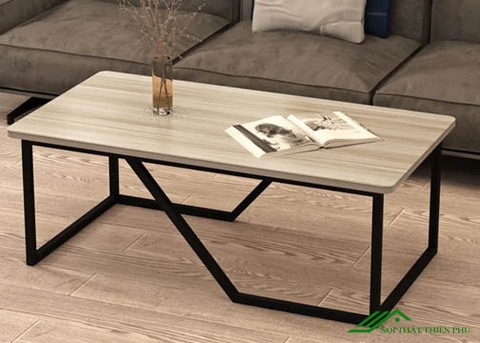 Bàn trà hiện đại khung sắt mặt gỗ - BT 66