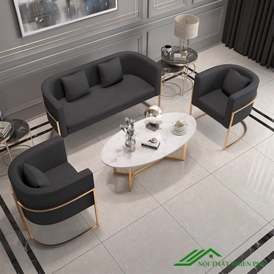 Bàn trà sofa mặt đá vân mây đẹp oval - BT 56