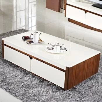 Bàn trà gỗ MDF hộp 2 ngăn kéo hiện đại - BT 24