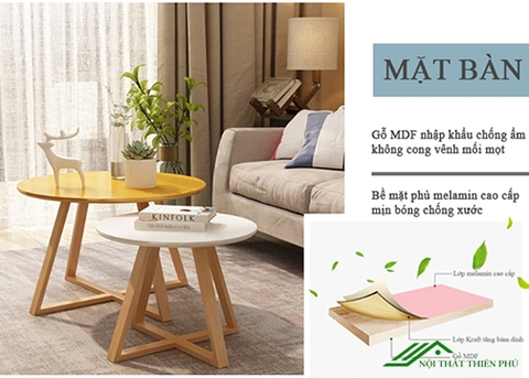 Bàn Trà Sofa Hiện Đại Chân Gỗ Sồi - BT 13