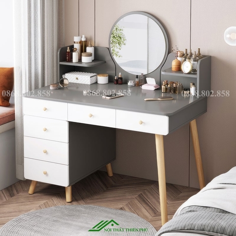 Bàn trang điểm gỗ MDF có đèn led cảm ứng hiện đại - TD 50