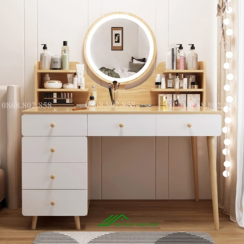 Bàn trang điểm gỗ MDF có đèn led cảm ứng hiện đại - TD 50