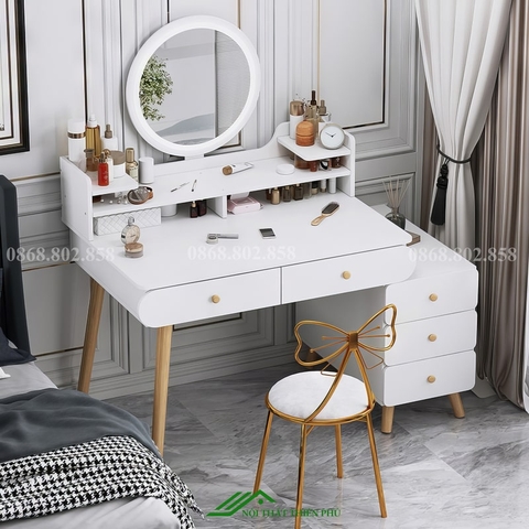 Bàn trang điểm gỗ MDF có đèn led cảm ứng hiện đại - TD 50
