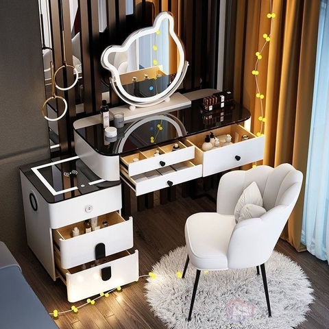 Bàn trang điểm mặt kính gương gấu thỏ mới đẹp - TD 42