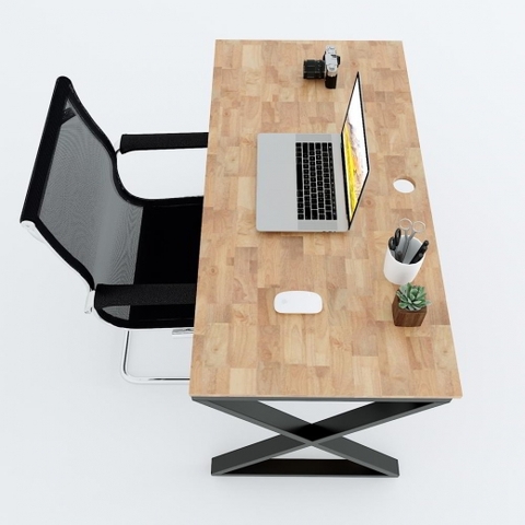 Bàn làm việc chân sắt chữ X 1m2x60 - CS 21