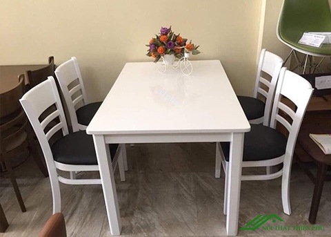 Bàn ăn cabin 4 ghế màu trắng - BA 07