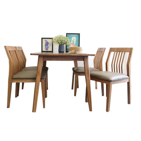 Bộ bàn ăn bingo 6 ghế nâu gỗ nhập khẩu - BA 48