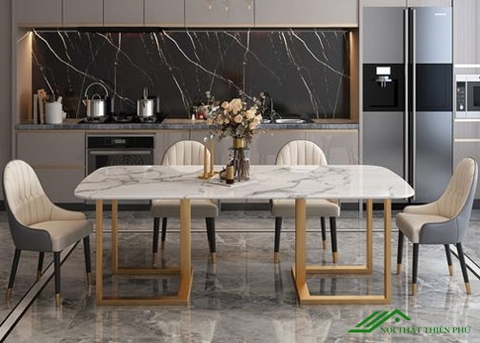 Bàn ăn mặt đá 6 ghế Monet cao cấp - BA 36