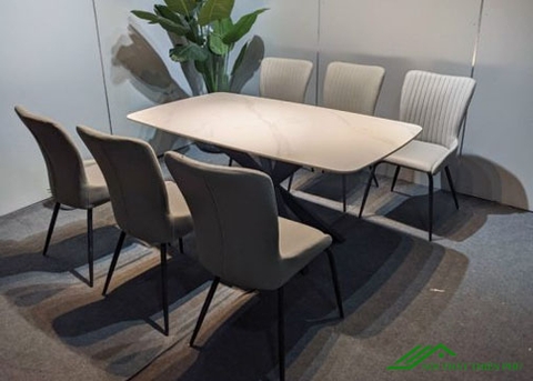 Bộ bàn ăn 6 ghế mặt đá Ceramic nhập khẩu - BA 35