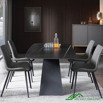 Bộ Bàn Ăn Mặt Đá Hiện Đại Chân Chữ V - BA 78