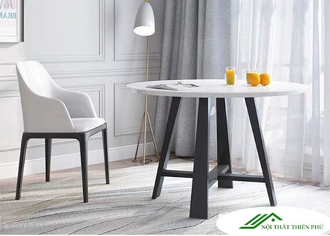 Bộ Bàn Ăn Tròn Mặt Đá Đơn Giản - BA 85
