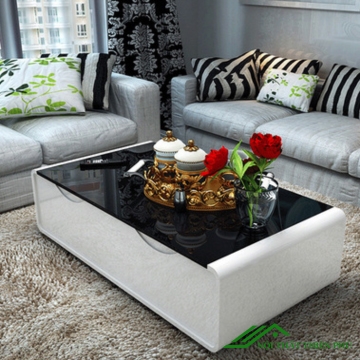 Bàn trà mặt kính sofa hộp 2 ngăn kéo - BT 11