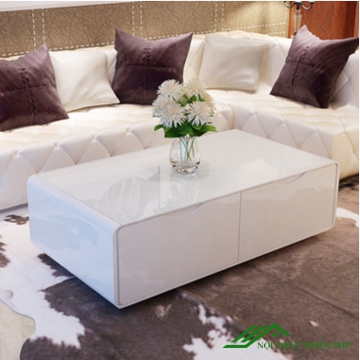 Bàn trà mặt kính sofa hộp 2 ngăn kéo - BT 11