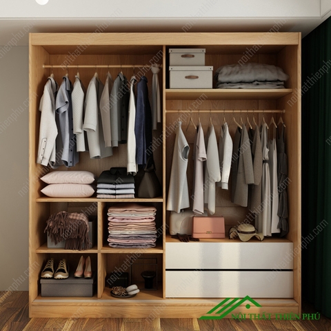 Tủ quần áo cánh lùa 1m6 hiện đại giá rẻ - QA 04