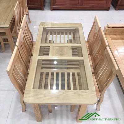 Bàn ăn 6 ghế gỗ sồi nga màu sáng - BA 03