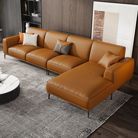 Ghế Sofa Da Chữ L Màu Da Bò - SF 97