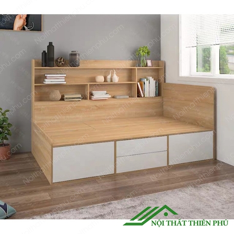 Giường ngủ kèm kệ trang trí và ngăn kéo - GN 03