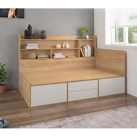 Giường ngủ kèm kệ trang trí và ngăn kéo - GN 03