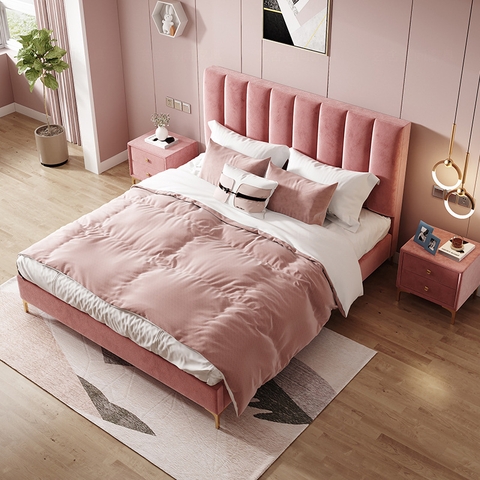 Giường ngủ bọc nệm nỉ hiện đại 1m6  - BD 12