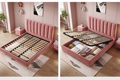 Giường ngủ bọc nệm nỉ hiện đại 1m6  - BD 12