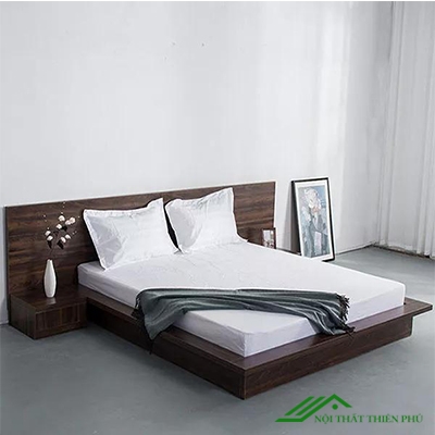 Bộ Giường Gỗ Đẹp Kiểu Nhật Đầu Tràn 1m6 - GN 59