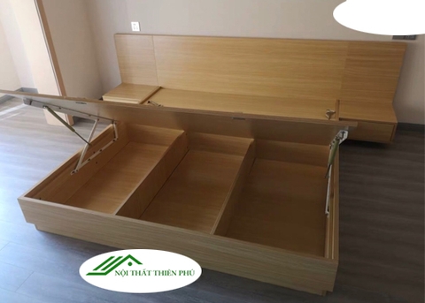 Giường gỗ mdf đầu tràn phản lật thông minh - GN 31