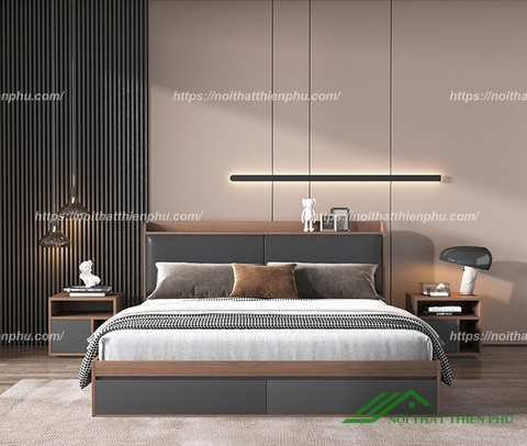 Giường gỗ công nghiệp bọc đệm - GN 26