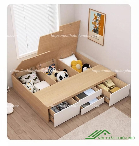 Giường gỗ hộp đơn giản 1m2 - GN 12