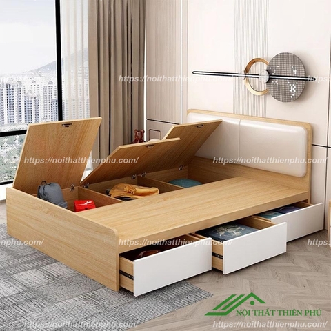 Giường 1m2 bọc đệm 3 ngăn kéo - GN 09