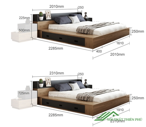 Giường ngủ gỗ hiện đại thiết kế kiểu nhật đẹp - GN 46