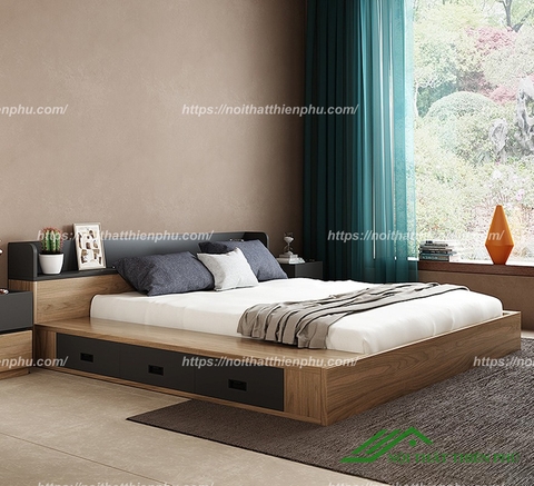 Giường ngủ gỗ hiện đại thiết kế kiểu nhật đẹp - GN 46